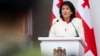 Georgian President Salome Zurabishvili addresses a crowd in Tbilisi on her country's Independence Day holiday on May 26.