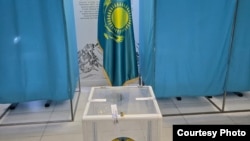 Ballot box at polling station No. 298 in Almaty