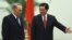 Chinese President Hu Jintao (right) welcoming Nazarbaev in Beijing today
