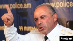 Armenia - Lieutenant-General Alik Sargsian, chief of the Armenian police, holds a news conference, 11Aug2011.