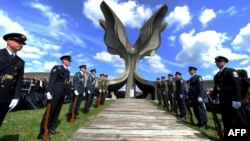 The "stone flower" memorial at Jasenovac has served for decades as a gathering place for people to pay their respects to victims of the fascist Ustashe regime. (file photo)