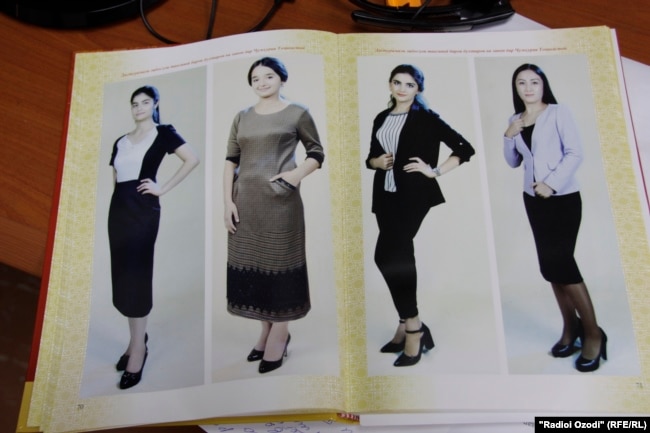 Në vitin 2018, Taxhikistani prezantoi Udhëzuesin për veshjet e rekomanduara ku përshkruhen ngjyrat, format, gjatësitë dhe materialet "e pranueshme" të veshjeve.