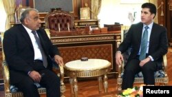 وزير النفط عادل عبد المهدي في أربيل مع رئيس حكومة إقليم كردستان العراق نيجيرفان بارزاني