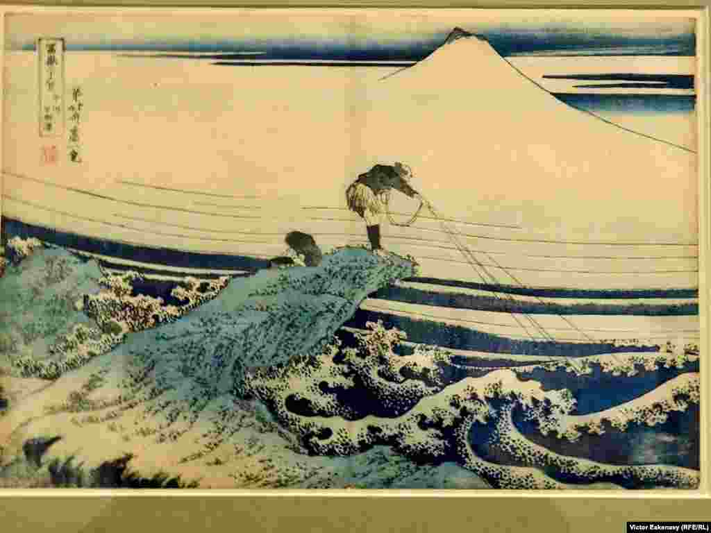 Katsushika Hokusai, Kajikazawa în provincia Kai (din Ciclul &bdquo;33 de vederi ale muntelui Fuji&rdquo;, 1829-1833).