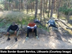 Men who climbed a border fence into Lithuanian territory on June 30 and identified themselves as Africans from Cameroon and Mali.