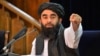 Taliban spokesperson Zabihullah Mujahid during a press conference in Kabul on August 24.