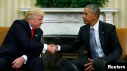 Prvi zvanični susret novoizabranog i bivšeg predsjednika SAD Donalda Trampa i Baraka Obame, Bijela kuća