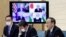 Premierul Japoniei, Yoshihide Suga în timpul reuniunii online cu liderii din Statele Unite, Australia și India: președintele american Joe Biden, premierul australian Scott Morrison și premierul indian, Narendra Modi.