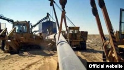 A gas pipeline under construction in Turkmenistan.