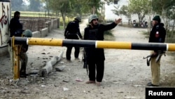 The aftermath of the attack at the police station in Bannu.