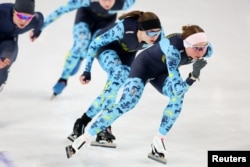 Казахстанские конькобежцы на тренировке в Милане. 3 февраля 2026 года