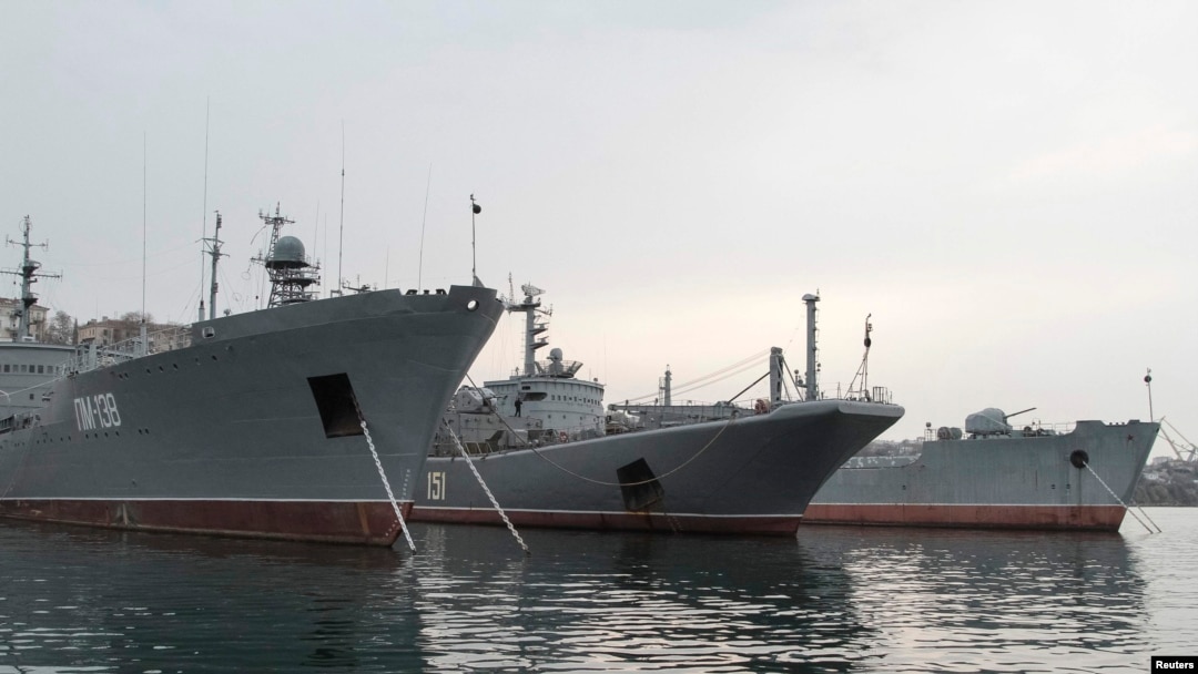 Ships from Russia's Black Sea Fleet moored in the Crimean port of Sevastopol. 