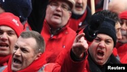 Представники профспілкових організацій протестують проти суворої економії, Брюссель, 14 березня 2013 року