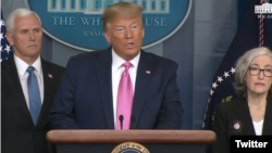 Американскиот претседател Доналд Трамп на прес-конференција за коронавирусот