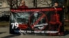 Беларусы ў Варшаве пратэстуюць супраць граізацыі Рамуальда Райса "Бурага"