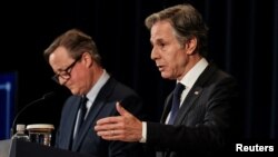 کنفرانس خبری مشترک وزرای خارجه آمریکا و بریتانیا در روز سه‌شنبه