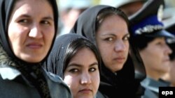 Female police officers at an earlier graduation ceremony in Kabul