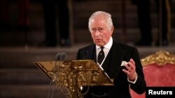 Primul discursal Regelui Charles al III-lea în fața camerelor reunite al Parlamentului la Westmisnter Hall, Londra, 12 septembrie 2022.