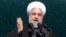 Iranian President Hassan Rohani speaks during a ceremony marking the 41st anniversary of the 1979 Islamic Revolution, on Azadi Square in Tehran on February 11.