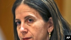 Sigal P. Mandelker, the undersecretary for terrorism and financial intelligence at the U.S. Treasury, listens to questions at a press briefing in Dubai, United Arab Emirates, Thursday, July 12, 2018. A top U.S. official focused on sanctions on Iran linked