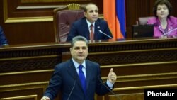 Armenia - Prime Minister Tigran Sarkisian addresses the National Assembly, Yerevan, 23May2013.