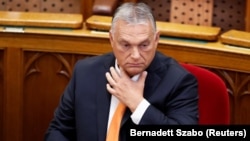 Hungarian Prime Minister Viktor Orban attends the opening session of parliament in Budapest on September 20.