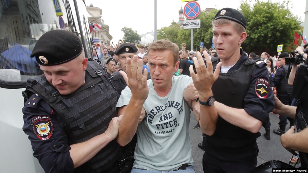 Disidentul Aleksei Navalnîi, principalul opozant și contestatar al lui Vladimir Putin, a fost arestat în 2019.