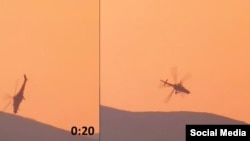 Кадры падения вертолета, на которых видны отличительные особенности этой модели