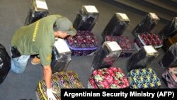 Чемоданы с кокаином, найденные аргентинской полицией в школе посольства России.