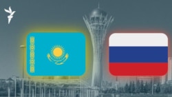Kazakhstan, Russia flag, Kazakh and Russian languages, Astana, Baiterek, Bayterek, collage, cover photo.