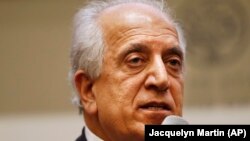 U.S. Special Representative for Afghanistan Reconciliation Zalmay Khalilzad speaks on the prospects for peace, at the U.S. Institute of Peace, in Washington on February 8.