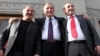 Armenia -- Former President Levon Ter-Petrosian (C) with Nikol Pashinian (R) and Sasun Mikayelian at Liberty Square in Yerevan, 31 May, 2011.