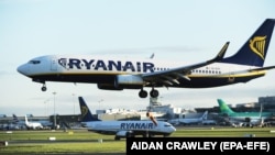 Ryanair gépek a dublini repülőtéren, 2017. szeptember 28-án