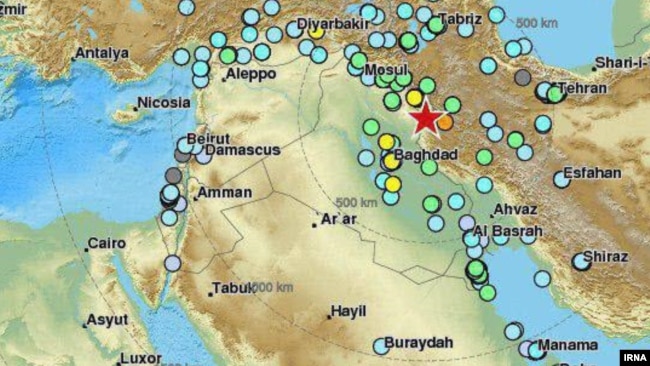 powerful earthquake struck near the iran iraq border on november 12 map