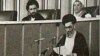 حجت‌الاسلام خامنه‌ای رئیس جمهوری وقت در حال قرائت وصیت‌نامه آیت‌‌الله خمینی. عکس از وبسایت هاشمی رفسنجانی.