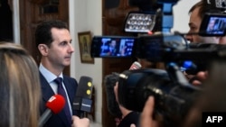 Башар Асад француз ақпарат құралдарына сұхбат беріп тұр. Дамаск, 8 қаңтар 2017 жыл.