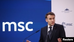 Президент Франції Емманюель Макрон виступає на Мюнхенській безпековій конференції, Мюнхен, Німеччнина, 13 лютого 2025