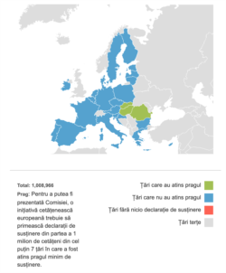 Hartă semnături Inițiativă europeană cetățeană