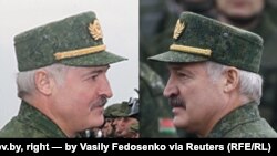 Зьлева: Аляксандар Лукашэнка на фота з president.gov.by, справа на фота Васіля Федасенкі для Reuters