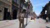 Armenia - The statute of the late U.S.-Armenian billionaire and philanthropist Kirk Kerkorian on a street in Gyumri, October 21, 2018.