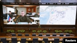 Russian Lieutenant General Sergei Kuralenko during a recent video briefing in Moscow.