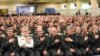 Qassem Soleimani (C) commander of the Islamic Revolutionary Revolutionary Guard's Quds Force, in a ceremony at the presence of Supreme Leader Ali Khamenei on September 16, 2015.