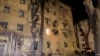 An image shows the aftermath of a Russian air strike that hit near a residential building in a central area of the Ukrainian city of Sumy.
