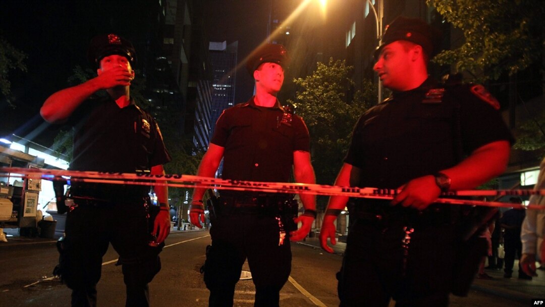 Police standing guard after Times Square was evacuated