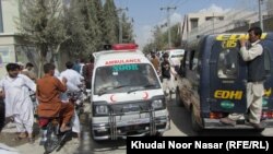 Rescue teams and ambulances near the site of Hazara Shi'a killings in Quetta, Balochistan, Pakistan in early September.