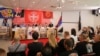 Konferencija ultradesničarskih partija u Press centru Udruženja novinara Srbije (UNS) u Beogradu, 31. maj 2026.