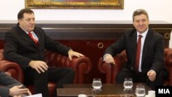 Средба на претседателот Ѓорге Иванов со претседателот на Република Српска Милорад Додик. 