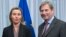 Високата претставничка на ЕУ Федерика Могерини и комесарот за проширување Јоханес Хан 