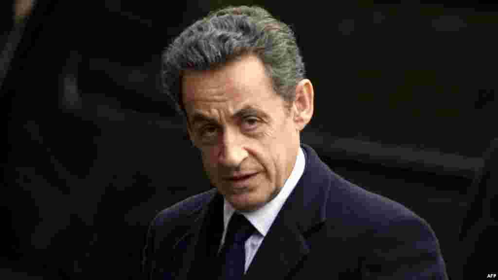 Czech Republic -- French President Nicolas Sarkozy arrives for the funeral service for former Czech president Vaclav Havel in Prague, 23Dec2011