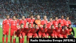 Арива: Тимот на Работнички пред мечот со Ливерпул во Скопје на 29.07.2010 година.